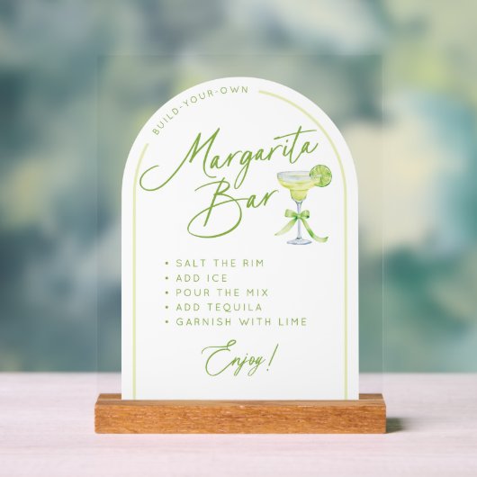 Bruiloft Margaritas Bar Instructies Acryl Bord (Neutraal)