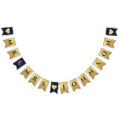 Bruiloft Marine Blauw Faux Gouden Harten Mr. & Mrs Vlaggetjes (Alle)