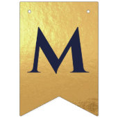 Bruiloft Marine Blauw Faux Gouden Harten Mr. & Mrs Vlaggetjes (Tweede vlag)