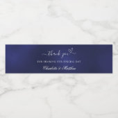 Bruiloft marine blauw wit hart dank u waterfles etiket (Enkel label)