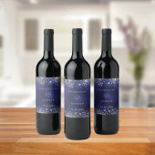 Bruiloft marine blauw zilveren glitter bruid bruid wijn etiket