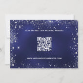 Bruiloft marine blauw zilveren glitter QR code Save The Date (Achterkant)