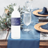 Bruiloft marineblauw zilveren sparkles hart dank u waterfles etiket