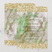 Bruiloft Marmer Mint Groene Gouden Confetti Kaart (Voorkant / Achterkant)