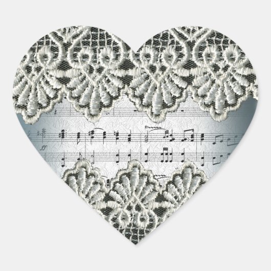 Bruiloft Mars met Kant Hart Sticker (Voorkant)