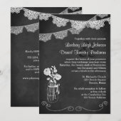 Bruiloft | Mason Jar, Lace Bunting | Krijtbord 2 Kaart (Voorkant / Achterkant)