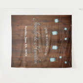 Bruiloft Mason Jar Lights Schuur Houten Achtergron Wandkleed (Voorkant (horizontaal))