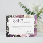 Bruiloft Mauve Roos met Baby's Breath Design RSVP Kaartje (Staand voorkant)