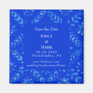 Bruiloft Mediterraan Blauw Save the Date II Magneet