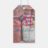Bruiloft Melkblikken Metaal Rustiek Antiek Monogra Cadeaulabel (Achterkant)
