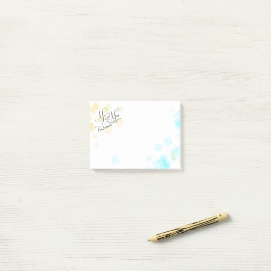 BRUILOFT - Meneer en mevrouw. | Pastel Beach Kleur Post-it® Notes (Op bureau)