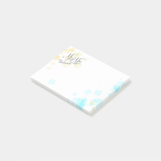 BRUILOFT - Meneer en mevrouw. | Pastel Beach Kleur Post-it® Notes (Schuin)