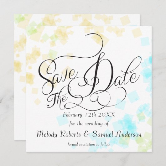 BRUILOFT - Meneer en mevrouw. | Pastel Beach Kleur Save The Date (Voorkant / Achterkant)