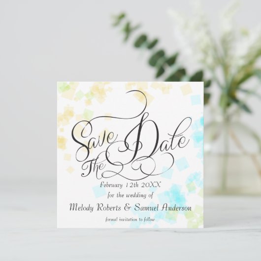 BRUILOFT - Meneer en mevrouw. | Pastel Beach Kleur Save The Date (Staand voorkant)