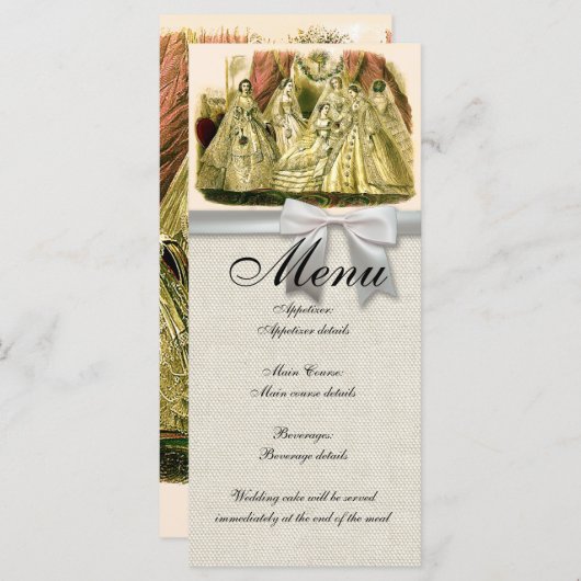 Bruiloft Menu Antiek bruidsmeisjes (Voorkant / Achterkant)