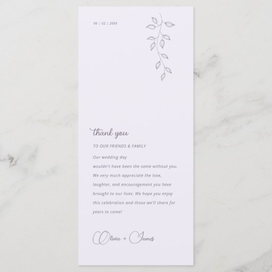 Bruiloft Menu Botanisch & Violet (Achterkant)