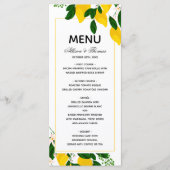 Bruiloft Menu Citroen gele bruiloft uitnodiging (Voorkant)