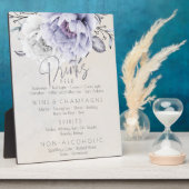 Bruiloft | Menu Drink Rustic Lila Peonies Fotoplaat (Zijkant)