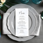 Bruiloft Menu Elegant Script Blauw Bloemen