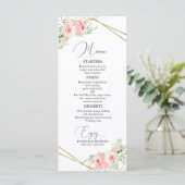 Bruiloft Menu Elegante Geometrische Blush Bloemen (Staand voorkant)