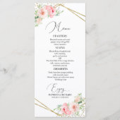 Bruiloft Menu Elegante Geometrische Blush Bloemen (Voorkant)