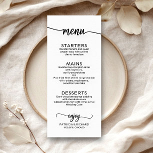 Bruiloft Menu Elegante Kalligrafie Zwart-wit
