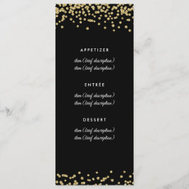 Bruiloft Menu Gouden Faux Glitter Confetti Zwart