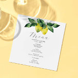 Bruiloft Menu Kaart Lemon en Amalfi Tegel<br><div class="desc">Deze bruiloft menukaart is voorzien van een top boarder van waterverf citroenen en botanicals. De kaart keert terug naar een Amalfi tegel. Gebruik de sjabloon velden om uw gepersonaliseerde gegevens te doen. Het elegante ontwerp is een charmante keuze voor Italië bestemming bruiloften. Om meer aangepaste Italiaans bruiloftsdiner menu's en ideeën...</div>