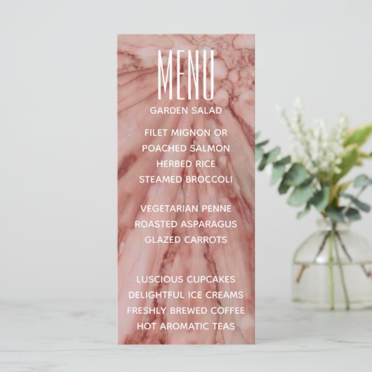 Bruiloft Menu Kaart Mooi In Pinks en Lavendel (Staand voorkant)