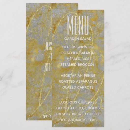 Bruiloft Menu Kaart Silver Lining (Voorkant / Achterkant)