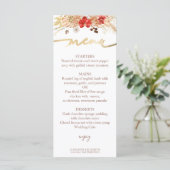 Bruiloft Menu Kaart vergulde Waterverf Boho Floral (Staand voorkant)