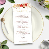 Bruiloft Menu Kaart vergulde Waterverf Boho Floral