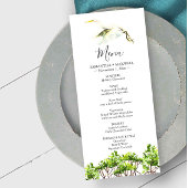 Bruiloft Menu Kaarten Waterverf Witte Heron
