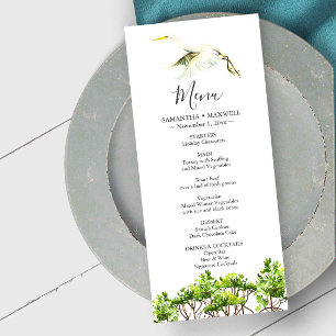 Bruiloft Menu Kaarten Waterverf Witte Heron