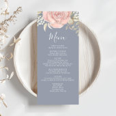 Bruiloft Menu Kalligrafie Script Roze Bloemen