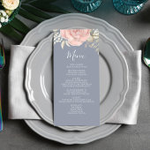 Bruiloft Menu Kalligrafie Script Roze Bloemen