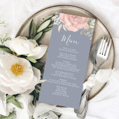 Bruiloft Menu Kalligrafie Script Roze Bloemen