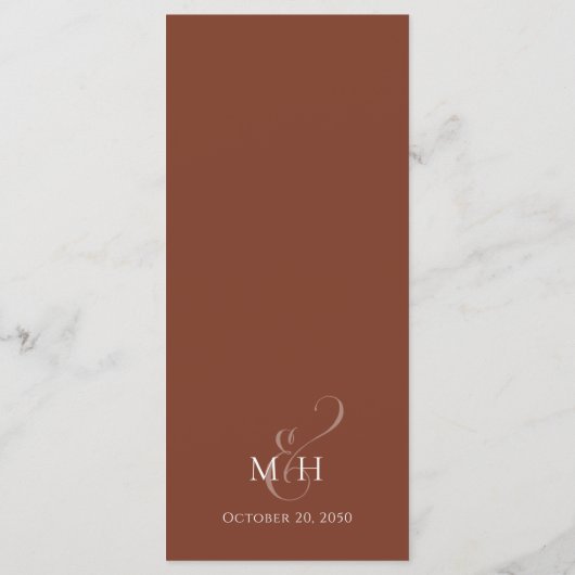 Bruiloft Menu Kalligrafie Terracotta Bloemen (Achterkant)