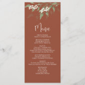 Bruiloft Menu Kalligrafie Terracotta Bloemen (Voorkant)