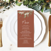 Bruiloft Menu Kalligrafie Terracotta Bloemen