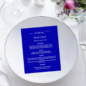 Bruiloft Menu koninklijk blauw wit eenvoudig