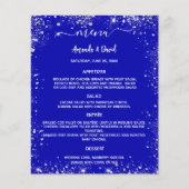 Bruiloft Menu koninklijk blauw zilver glitter (Voorkant)
