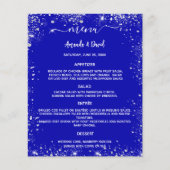Bruiloft Menu koninklijk blauw zilver glitter budg (Voorkant)