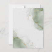 Bruiloft Menu Maaltijd Kaart Goud Gedempte Salie G (Achterkant)