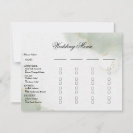 Bruiloft Menu Maaltijd Kaart Goud Gedempte Salie G