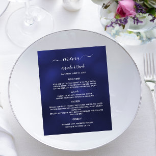 Bruiloft Menu marine blauw wit eenvoudig