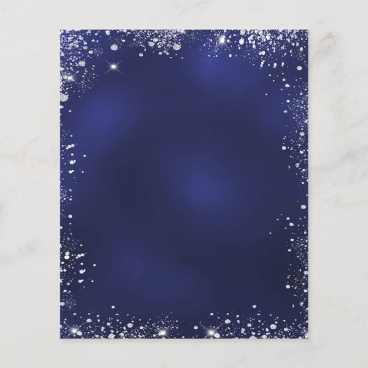 Bruiloft Menu marine blauw wit glitter (Achterkant)