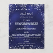 Bruiloft Menu marine blauw wit glitter (Voorkant)