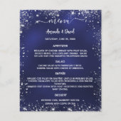 Bruiloft Menu marine blauw wit glitter budget (Voorkant)
