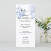 Bruiloft Menu met Blue Hydrangea (Staand voorkant)